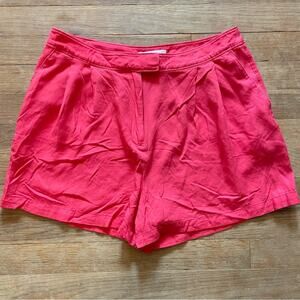 Hinge rayon red orange shorts zip fly button and clasp closure size 8 B13